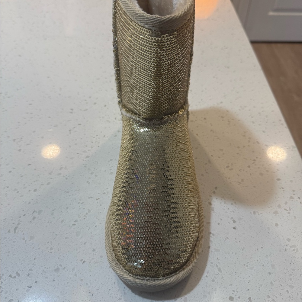 Sequin Ankle Booties - Gold